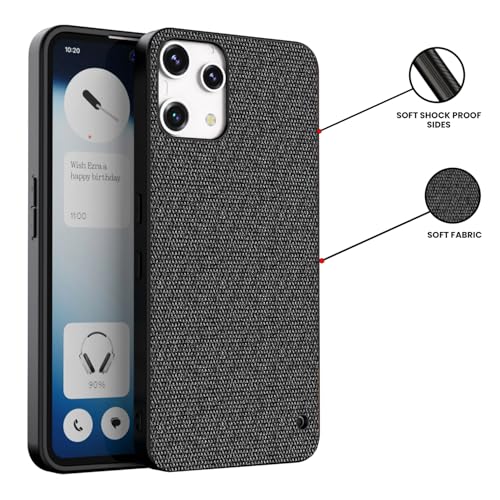 Image of Kapa Soft Full Fabric Protective Back Case Cover for Nothing Phone 3A LITE | Shockproof Slim Hard Anti Slip Back Case (Black)