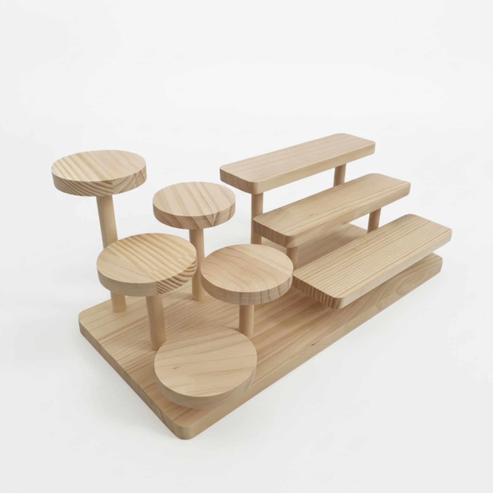 Display Regal Holzregal Aufsteller Stufenregal Ablageständer Gestuftes Layout für Sichtbarkeit Und Struktur aus Massivholz mit Warmer Oberfläche für