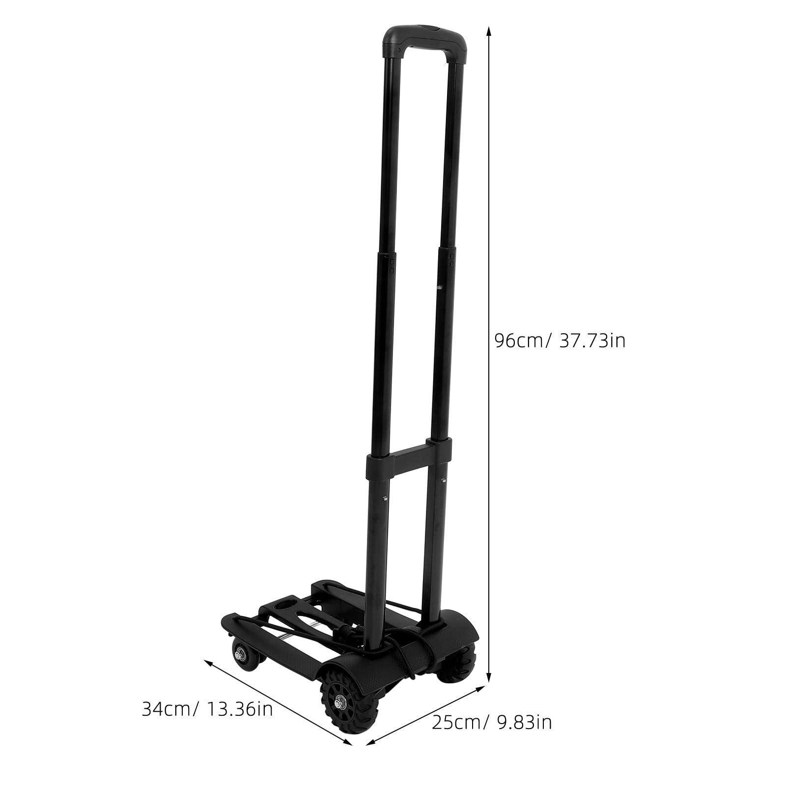Holibanna Carrito Plegable de Aleación de Aluminio Portátil Capacidad Resistente y Diseño Engrosado para Compras y Viajes Ruedas Negras