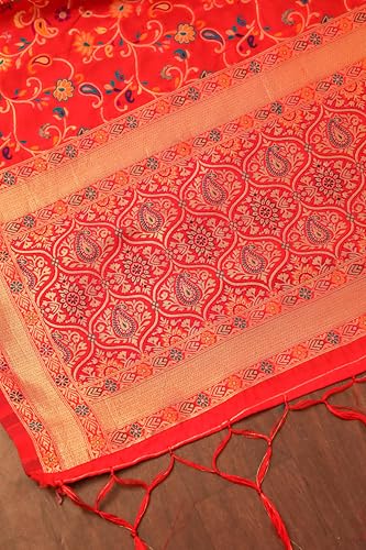 Image of DEVANGI Women's Woven Banarasi Silk Dupatta /Chunni For Women, Floral Print 1 Meter Wide and 2.3 Meter Length Printed Designer Dupatta /Chunni For Girls