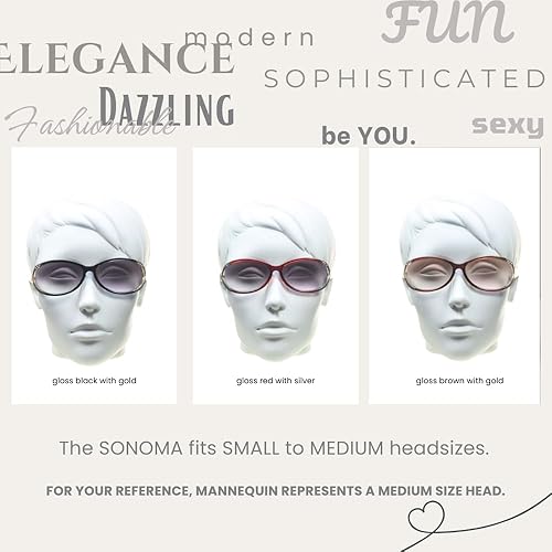 Miniatura 3 de proSPORT Lentes de sol de lectura para mujer, con diamantes de imitación teñidos claros, de metal, no bifocales