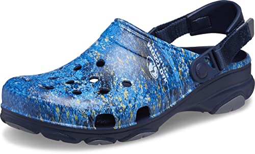Image of Crocs Unisex-Adult Classic All Terrain Camo Clogs with Adjustable Heel Strap, Navy, 5 Men /7 Women