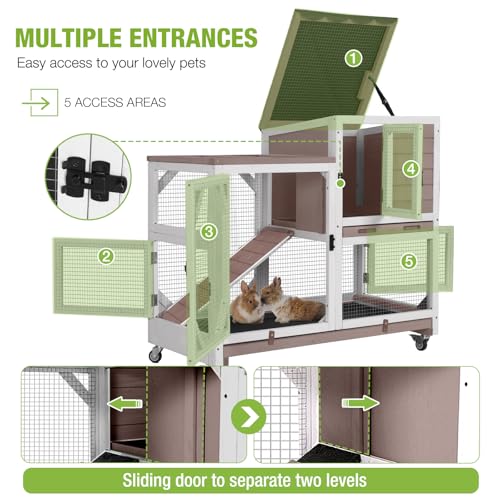 image for Gutinneen 2-Story Rabbit Hutch with Chew-Proof Ramp & Leak-Proof Trays