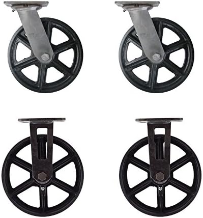 VHOB (Set of 4) 8" CC Vintage Casters - Plate Mount - 2 Swivel and 2 Rigid
