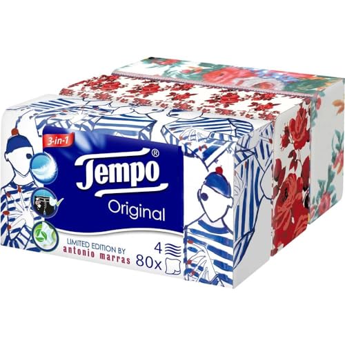 Tempo Taschentücher Box Original 4-lagig 960 Taschentücher in 4 verschiedenen Grafiken 12 Packungen