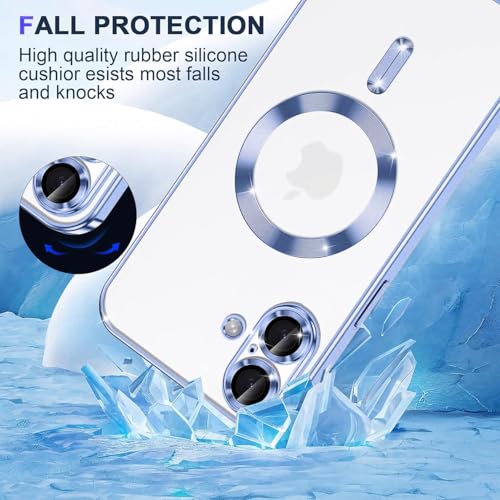 Image of VONZEE Electroplated Transparent TPU Case Compatible with iPhone 17, MagSafe Compatible Magnetic Back Cover, Clear Logo Design, Full Body Protection, Individual Camera Lens Protection, Case (Sierra)