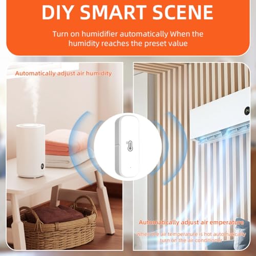 Kquepo ZigBee Feuchtigkeits- und Temperatursensor, Hygrometer und Thermometer, intelligente Fernüberwachung und Alarme, intelligentes Zuhause