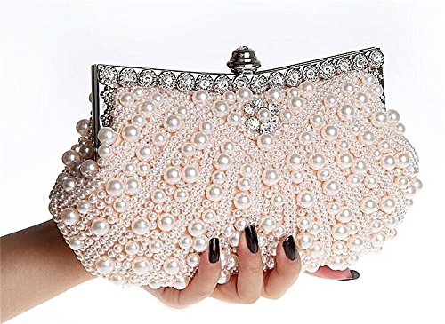 Kingluck Satin with Pearl and Diamond Wedding/Special Occasion Evening Handbags/Clutch (pink)