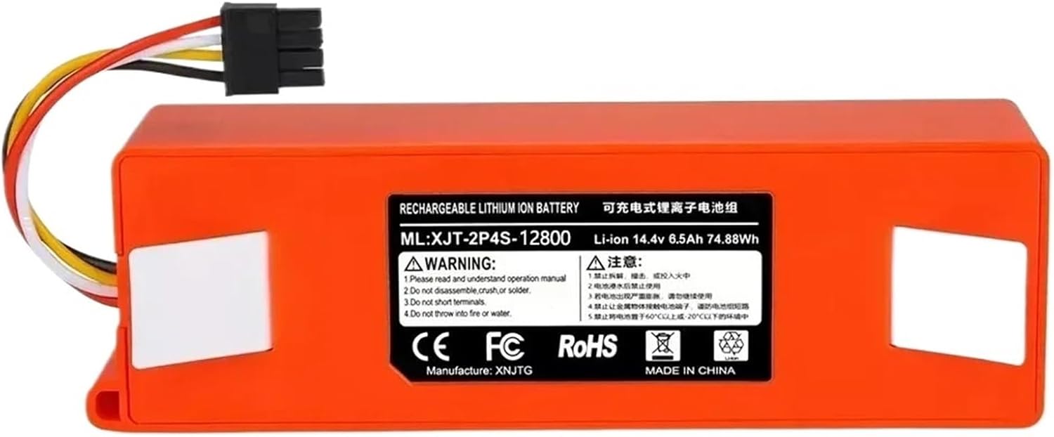 Original 14.4V Robotic Vacuum Cleaner Replacement Battery,Compatible for Roborock S55 S60 S65 S50 S51 S5 MAX S6 Parts(12800mAh x2PCS)