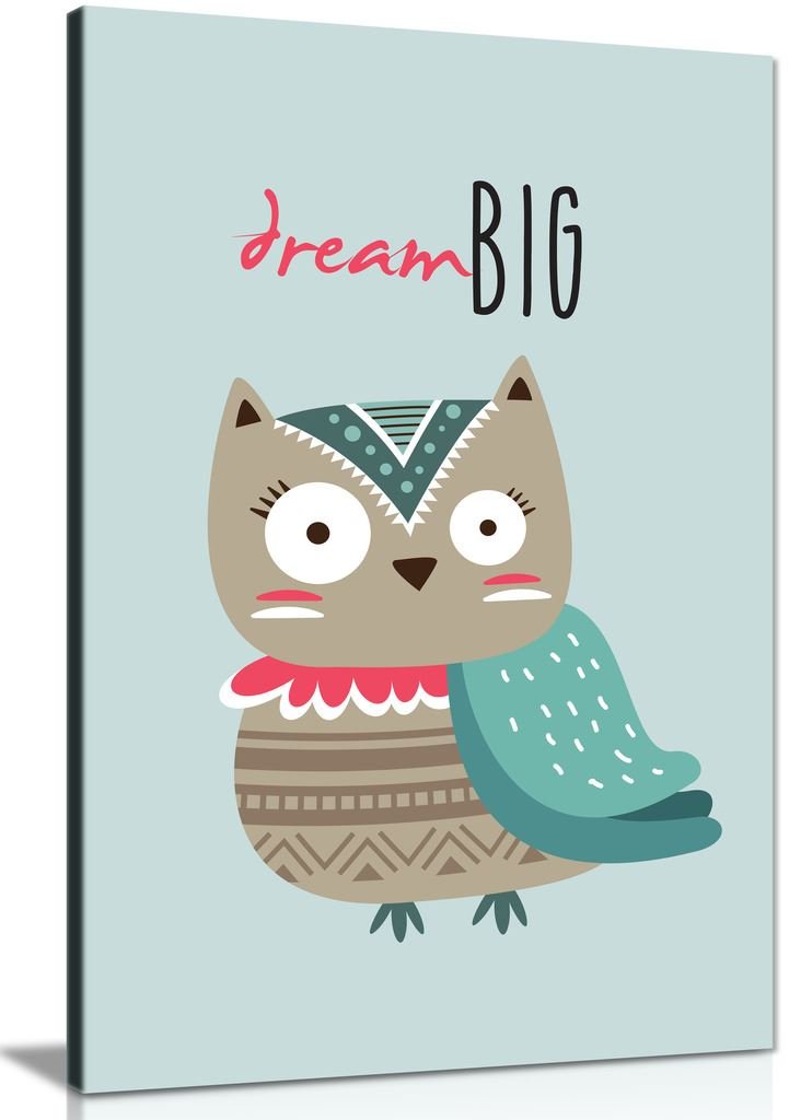 Panther Print, Canvas Wall Art for Baby Room, Framed Pictures for Kids Bedroom, Ready to Hang Nursery Decor, Cherokee Owl, Art Prints for Special Occasions (18x12 Inch) — image 1