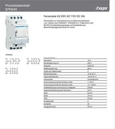 Télérupteur Hager EPN540 230V 16A 4NA pour tableau électrique - 3