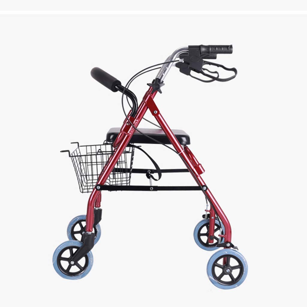 Andador para personas mayores con altura ajustable, ligero, plegable, de 4 ruedas, con cesta de asiento, andador para adultos de aluminio Lofty Ambition