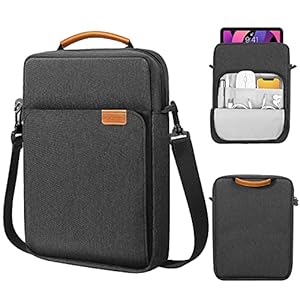 MoKo 9-11 Inch Tablet Sleeve Bag Handle Carrying Case with Shoulder Strap Fits 11inch iPad Air M3, iPad A16 2025, Pro 11 inch, iPad 10/9/8/7th Gen, Tab S8/S9 11", Black & Gray