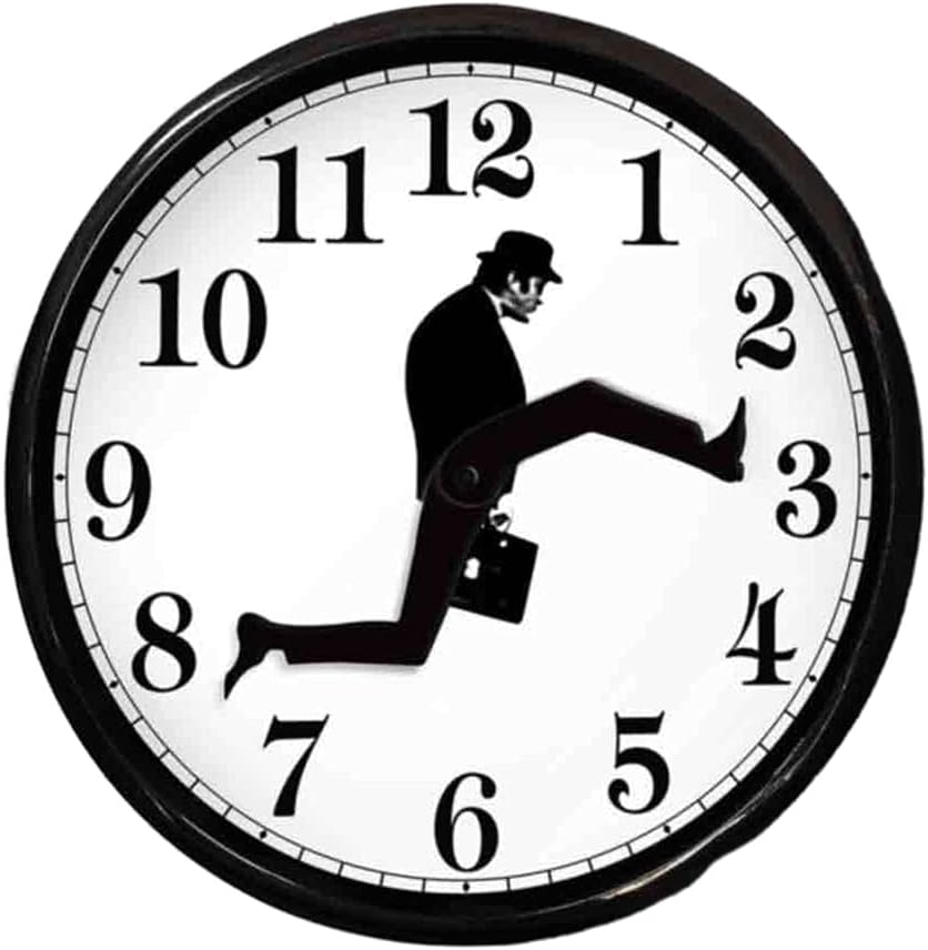 Rvtkak Ministry of Silly Walks Silent Mute Clock, Modern Wall Clock, Black, 10 Inches, Round, Indoor, Kitchen
