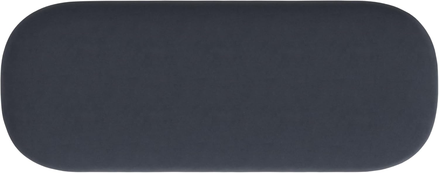 HomePop Ellipse Modern Storage Bench with Metal Legs |Homepop Home Décor|Bench with Storage for Living Room & Bedroom - Steel Blue Velvet