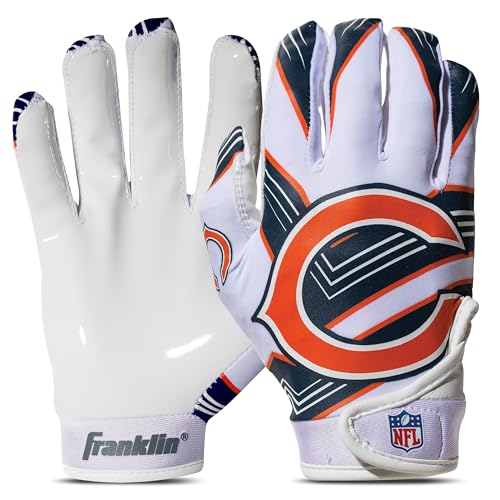 Image of Franklin Sports Youth NFL Football Receiver Gloves - Kids Football Gloves Pair - NFL Team Logos and Silicone Palm