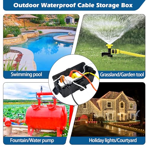 Hrensaw HM001 Medium Outdoor Electrical Box(10.6X5.7X5Inch),Weatherproof Connection Box W/6 Cable Entry,Ip54 Waterproof Extension Cord Cover Protect Power Strip,Timer,Plug,Holiday Lights,Black thumb #7