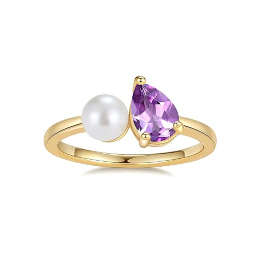 Gold Pearl and Gemstone Engagement Ring