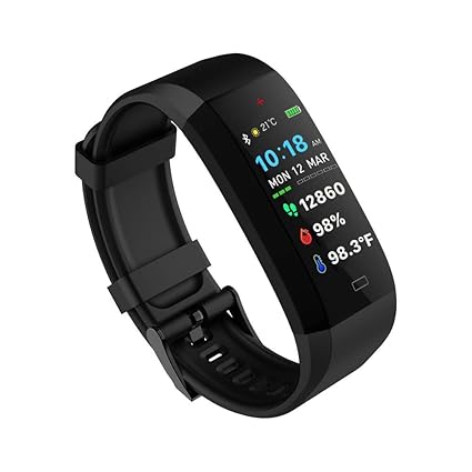 GOQii Vital 4.0 Oximeter Built-in Continuous SpO2, Heart Rate & Body Temperature Monitoring with 3 Months Personal Coaching(Black)