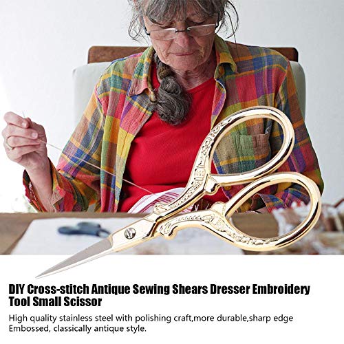 Crisis Kreuzstich-Scherenschere, kleine Schere, Nähschere, klassisch geschnittene Schere für zu Hause zum Nähen(Golden) - Image 3