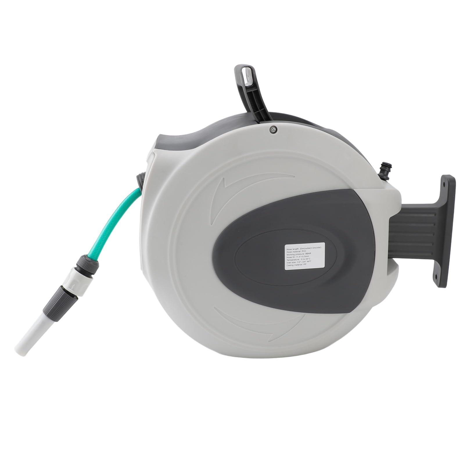 Avvolgitubo da Giardino Retrattile Comodo Riavvolgimento Automatico Blocco per Tutta la Lunghezza per Irrigazione da Giardinaggio All'aperto con Ugello