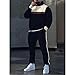 TOVPAO Men's printed spliced long sleeved hooded sweatshirt and pants two-piece casual street fashion jogging set (4,Medium)