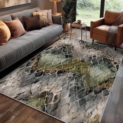 Zhifrexia Snakeskin Rug for Living Room 4 x 5 ft,