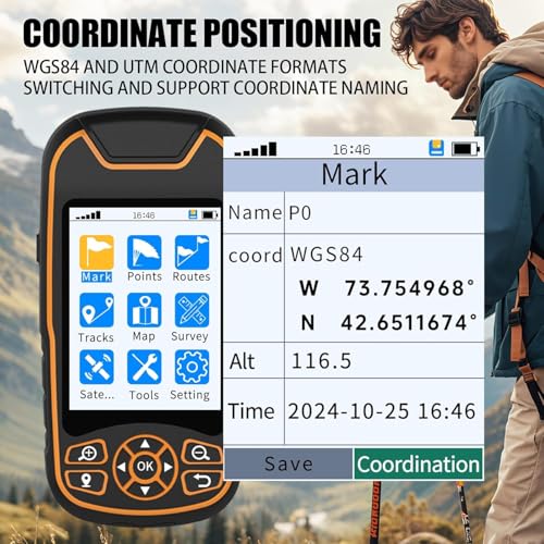 hocvseo Land Surveying Equipment, Handheld GPS Navigator, 3.2'' Display Screen, 9 Modes, Coordinate Acquisition, Positioning, Area Measurement, for Outdoor Hiking Traveling - Image 6