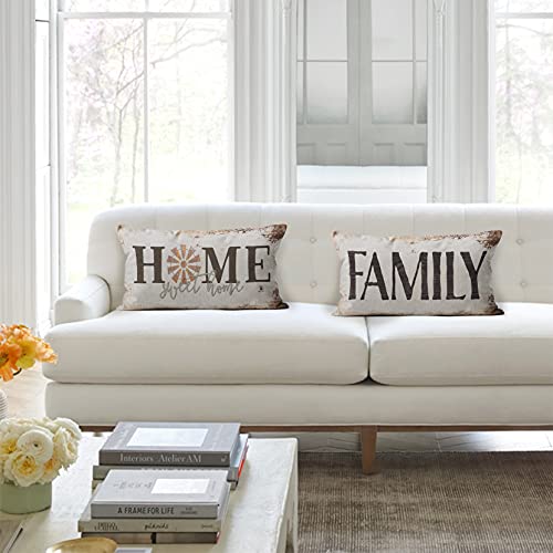 (Rb) Sweet Home Quotes Family Sentimental  Farmhouse Throw Pillow Cover, Farm Porch Bench Decor, Home Decor, Housewarming Gifts, 12 X 20 Inch Set Of 2 Flannel Cushion Cover, New House Bed Sofa Decor #TOP2