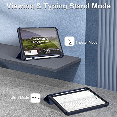 Fintie Hybrid Rugged Case For Ipad 10Th Generation 10.9 Inch Tablet (2022 Model) - Military Drop Tested Heavy Duty Protective Clear Cover With Pencil Holder, Navy #TOP3