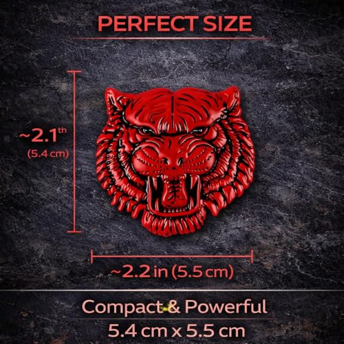 Image of JVCV 3D Metal Tiger Sticker Chrome Logo Decal Emblem Badge for All Cars Bikes Laptops Headphones Helmets Home Office Accessory (Tiger, Red)