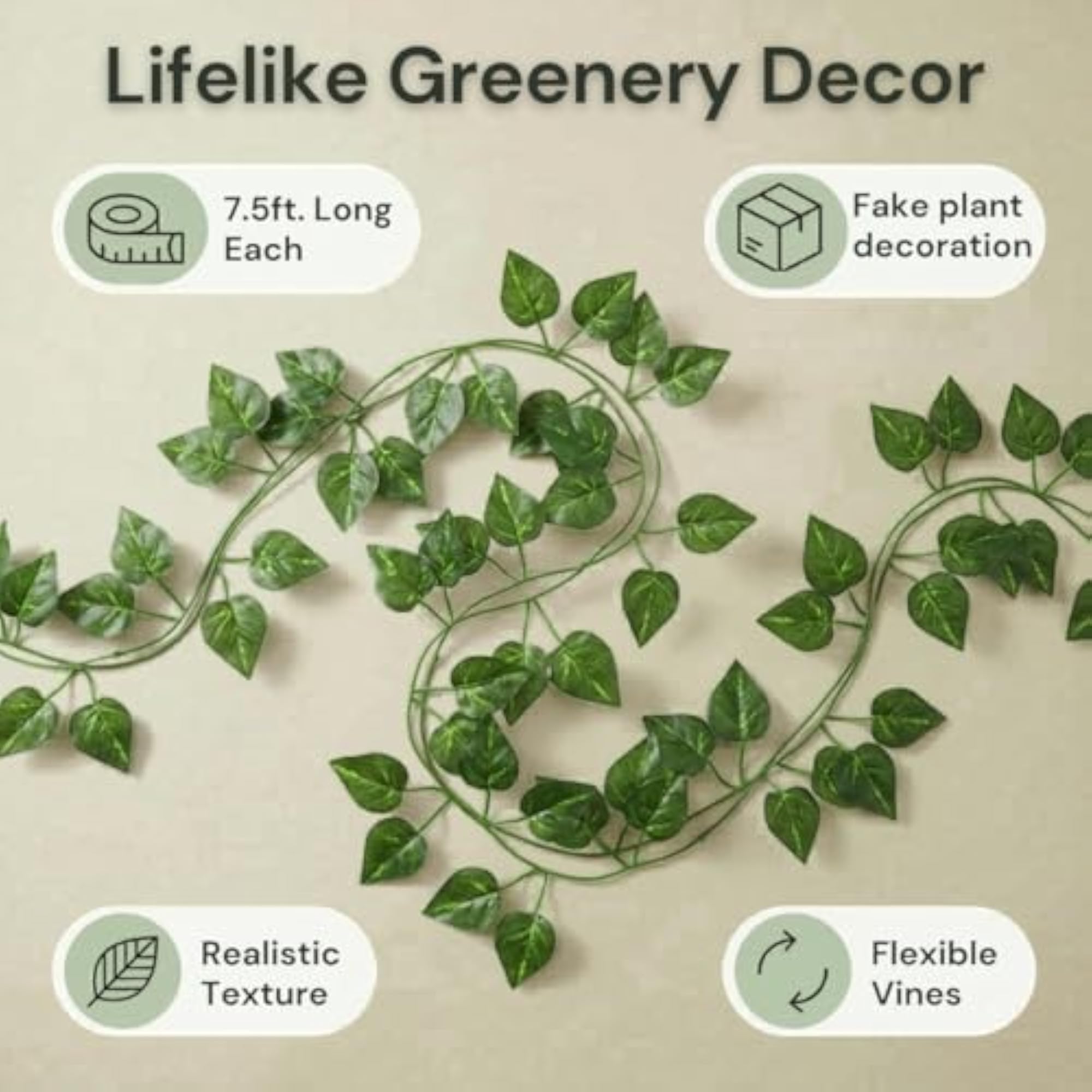 Artificial Money Plant Vines, 7.5 Ft Hanging Garland