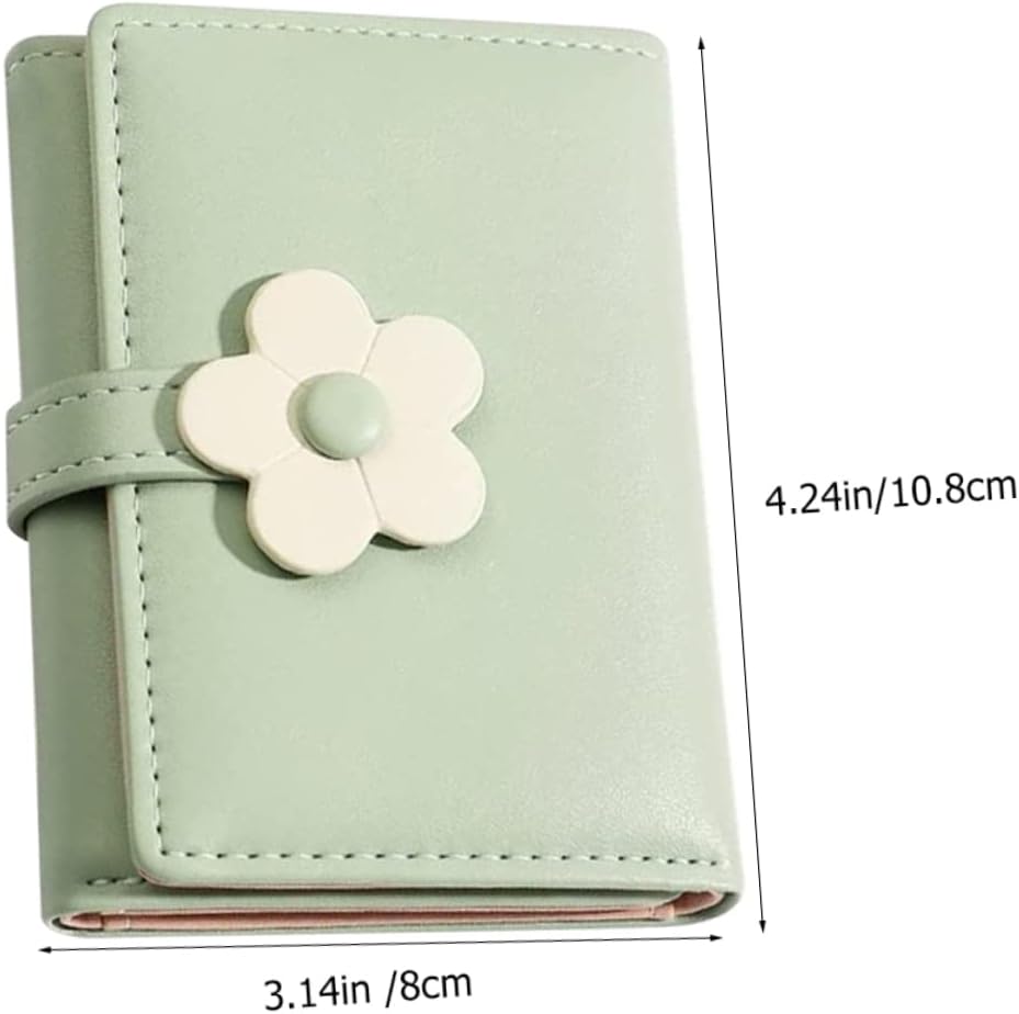 Ipetboom Flower Pattern Folding Wallet for Girls, PU Leather, Green