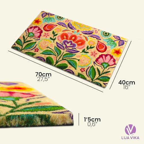 LUA VIKA Coir Doormat, 40x70 (Dalias), Multicolor, Welcome Mat, Non Slip, Machine Made, Rectangular, 1.5 x 40 x 70 cm, 1.39 kg - Image 3