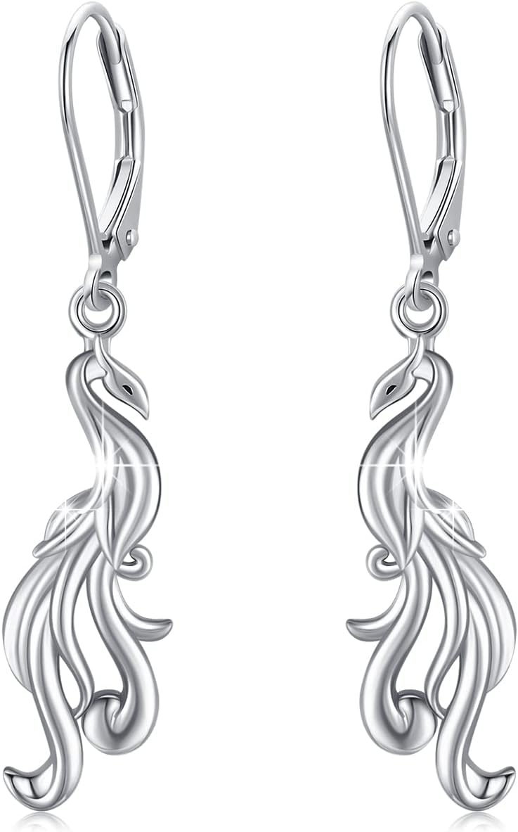 CUOKA MIRACLE Phoenix Jewelry for Women 925 Sterling Silver Nirvana Rebirth Phoenix Necklace Phoenix Earrings Animal Amulet Jewelry Birthday Gifts for Women