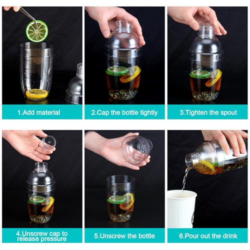 Voittozege 6 Pcs 17Oz Plastic Cocktail Shaker Set thumb #3