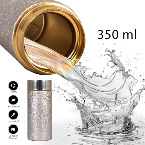 Image of Titanium Water Cup with Lid, Leakproof & Lightweight Portable Bottle, Durable Metal Drink Container for Office Travel Home, Reusable Teacup for Daily Use (Titanium Silver, 350 ML)