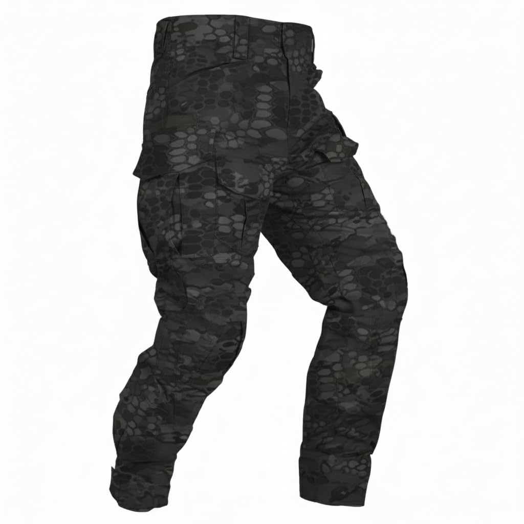VATINNT Men's Hiking Tactical Trousers Waterproof Camouflage Combat Cargo Trousers Outdoor Military Work Pant with Multi-Pocket G3WF Black MW 42