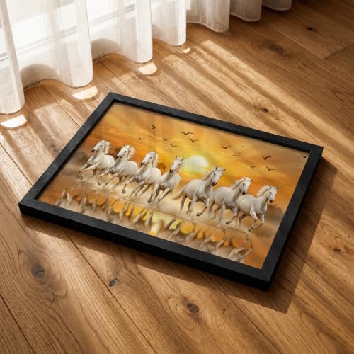 Image of Suneree 7 Horse Vastu Wall Painting (Landscape Collection) (Natural, Design 25, 48L x 33W cm)