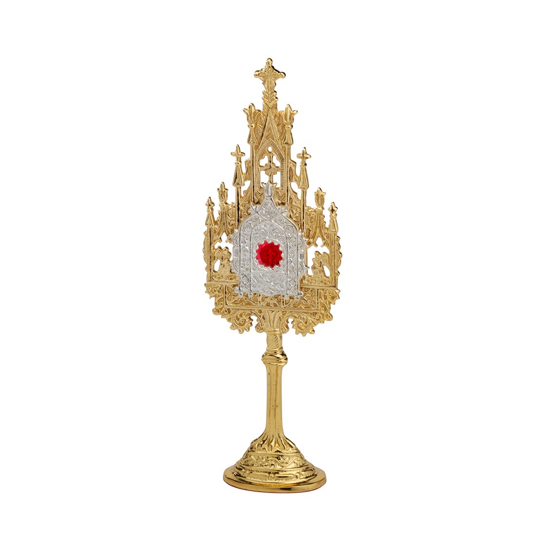 Mini relicario de latón NKlaus para el altar del hogar con cruz central 4