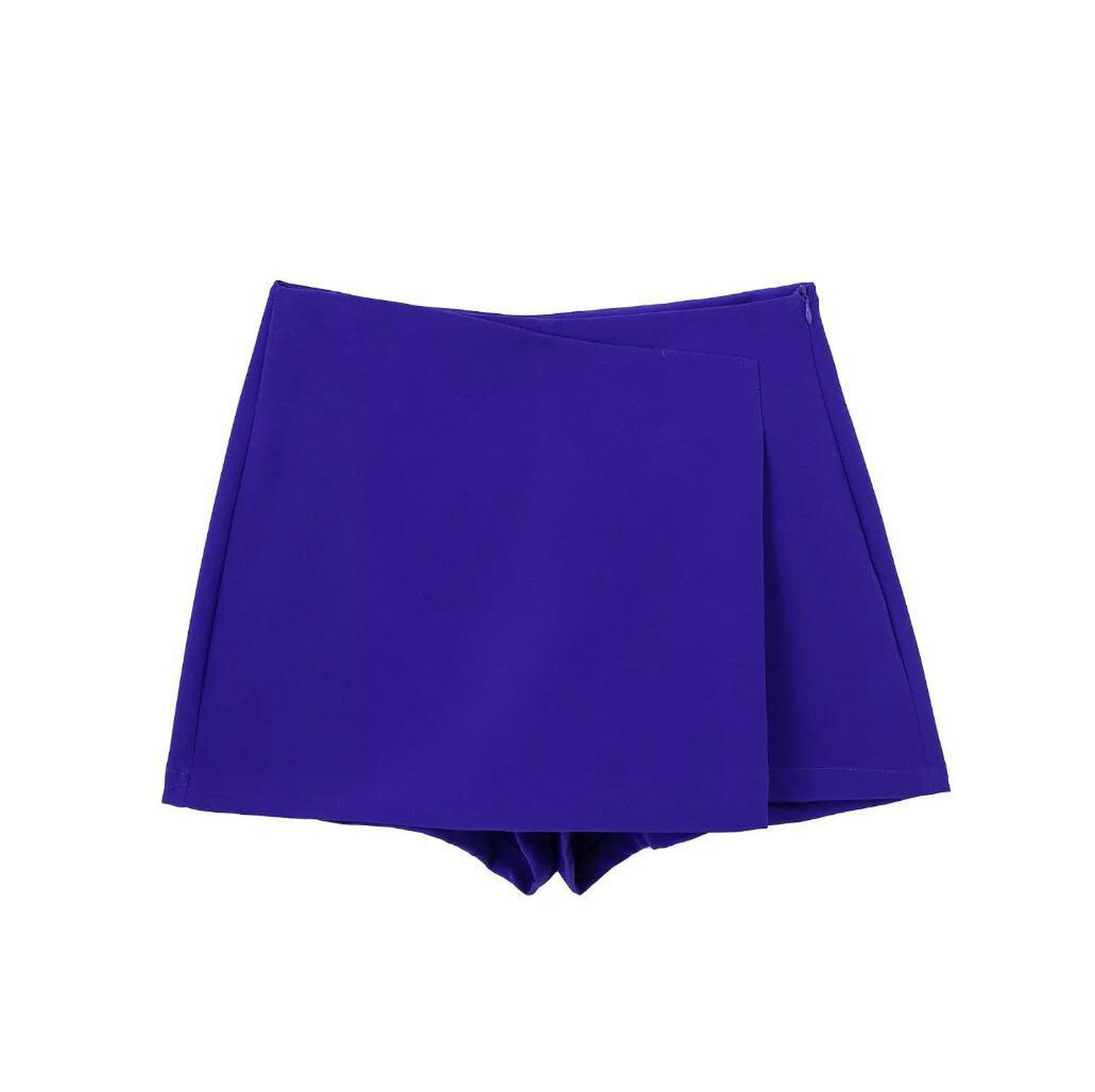 Jupe-short pour femme bleu cobalt taille haute asymétrique en M