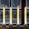 7 Inch Electric Window Candle Lamps Christmas Window Candle Lights with 7W C26 Bulbs Black Wood Plum Iron Base 5Ft Ivory Wire with OnOff Switch for Indoor Holiday Party Table Bedroom 4 Pack