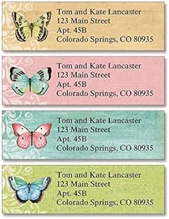 Colorful Images Butterfly Return Address Mailing Labels, Personalize with Name & Addresses, Set of Self Adhesive, Easy Peel Flat Label Sheets (Beauty-Small)