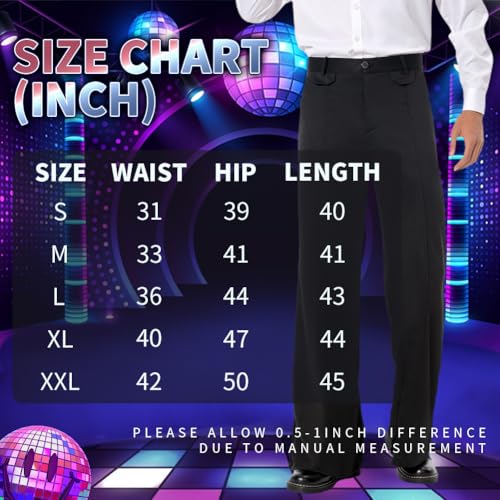 Gosbeliy Men's Retro 70S Disco Fever Black Flared Pants Adult Vintage Trousers Bell Bottoms4