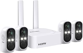 ZOSI 2K 8CH Battery Powered Wireless Security Camera System,4pcs 3MP Wire-Free Outdoor Indoor Home Surveillance Cameras with Color Night Vision,Two-Way Audio,Spotlight & Siren Alarm,64GB SD Card