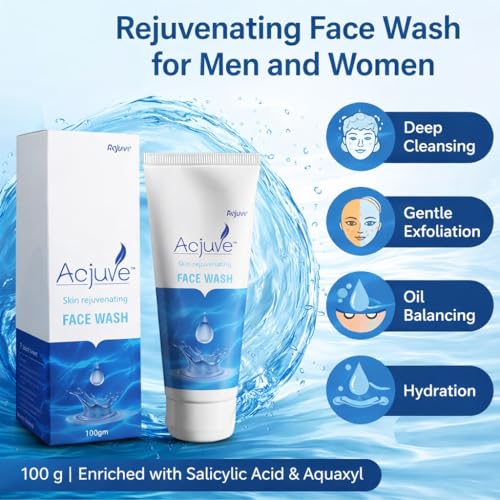 Image of Rejuvenating Face Wash for Men and Women 100 g | Enriched with Salicylic Acid and Aquaxyl for Deep Cleansing, Gentle Exfoliation, Oil Balancing, and Hydration | For Clear and Smooth Skin