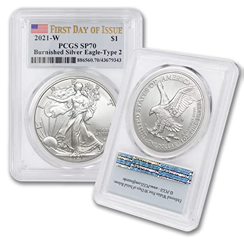 2021 W 1 oz American Burnished Silver Eagle Coin SP-70 (First...