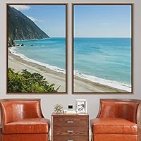 2 Piece Framed Canvas Wall Art Coastal Beach Canvas Prints Home Artwork Decoration for Living Room,Bedroom - 16