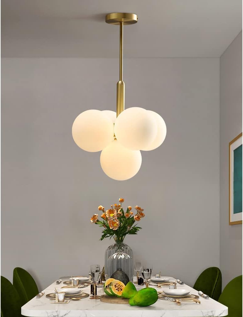 Żyrandol wiszący, lampa wisząca w stylu francuskim, magiczna fasolka, szklana kula molekularna, oprawa oświetleniowa, sufitowa, oprawy z trzema odcieniami