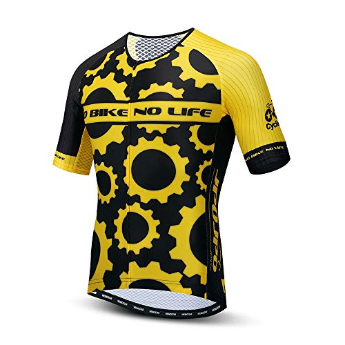 Cycling Jersey Men Bike Summer Pro MTB Shirts Short Sleeve Biking Tops Bicycle Clothing Black Yellow L